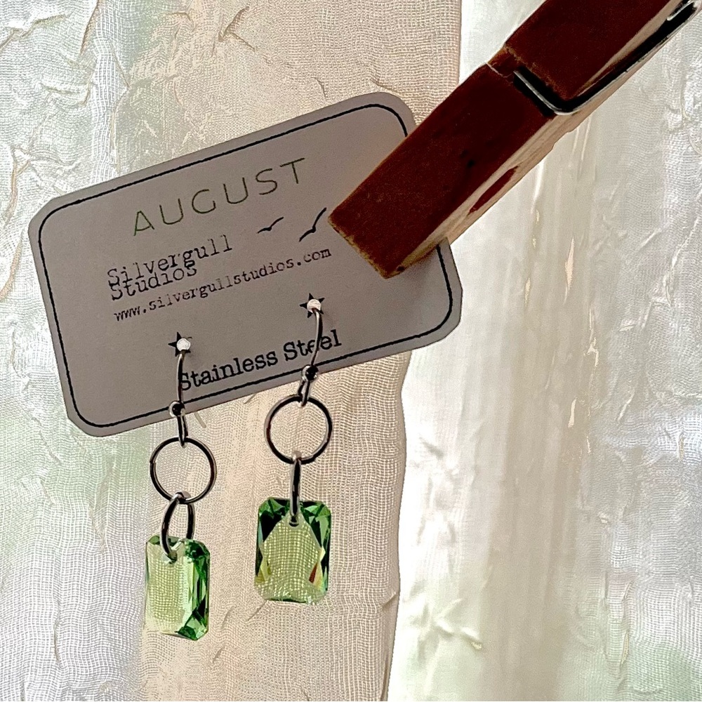 August birthstone earrings!!! Sweet crystal earrings stainless steel hooks.